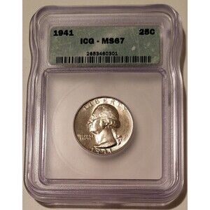 1941 Washington Quarter MS67 ICG